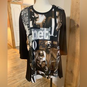 Annabell Small New York Print Asymmetric Graphic Print Tunic NWOT